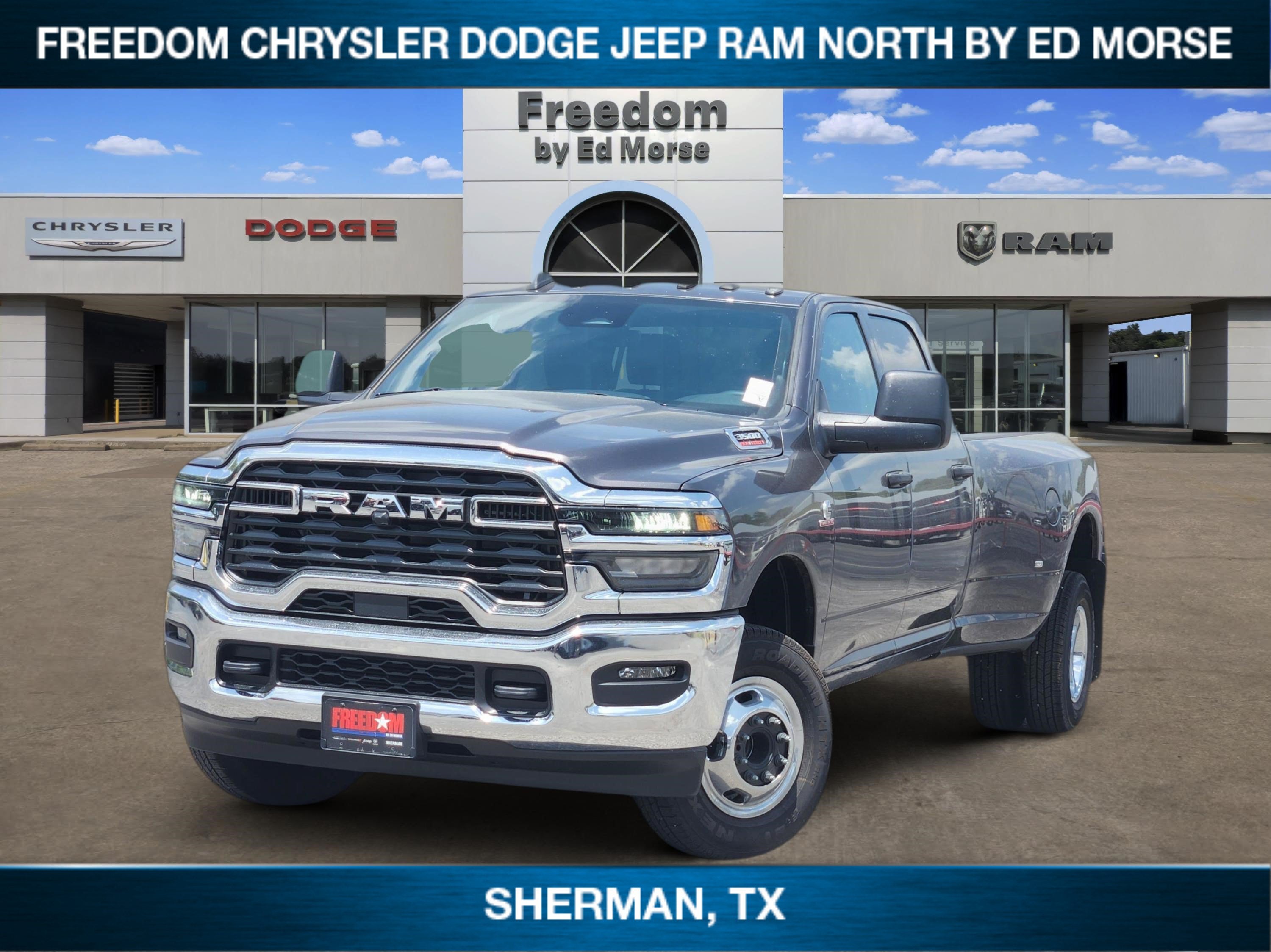 2026 RAM Ram 3500 RAM 3500 TRADESMAN CREW CAB 4X4 8' BOX in Granite Crystal Metallic Clear-Coat Exterior Paint — front three-quarter view